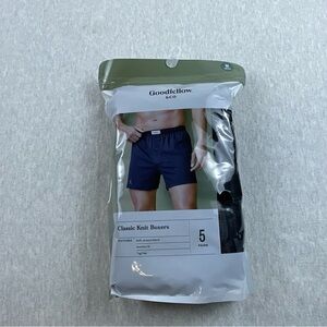 Goodfellow & Co 100% Cotton Men’s Classic Knit Boxers 5 Pack Medium Gray Black